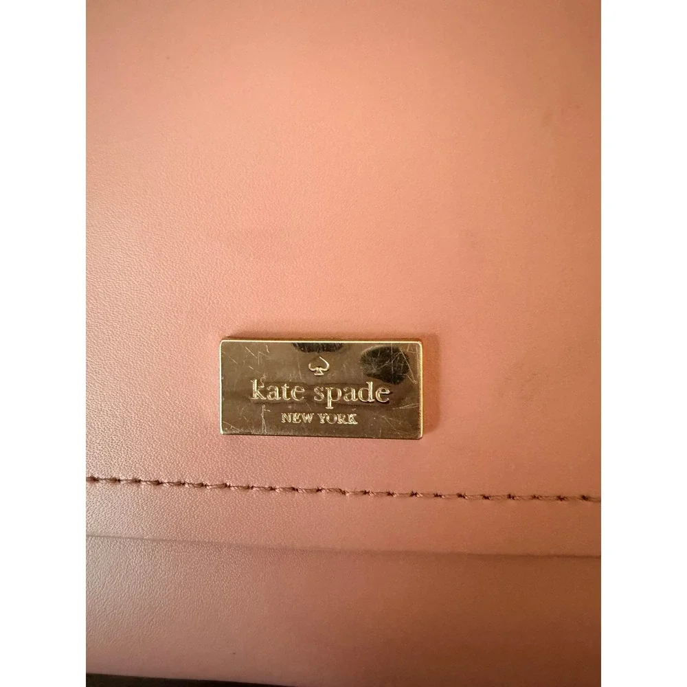 Kate Spade Wallet Women OS Pink Leather Bifold Phone Case Clutch Burgundy - Picture 3 of 10